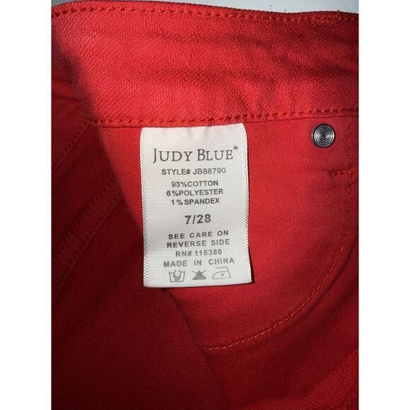 Judy Blue Red Skinny Jeans High Rise Tummy Control Stretch Denim Pants Ankle 28 - Picture 15 of 16